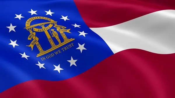 Grúz zászló a szélben — Stock Fotó