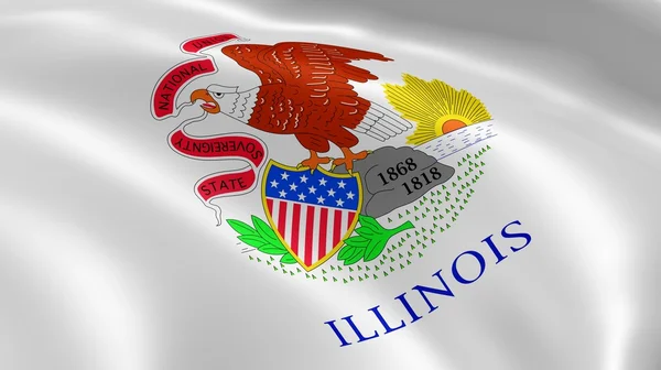 Illinoisan flagga i vindenIllinoisan vlajka ve větru — Stockfoto