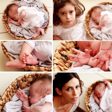 Newborn baby collage