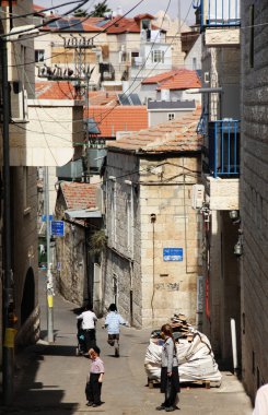 Child in the ultra-orthodox area of Jerusalem - Mea Shearim clipart