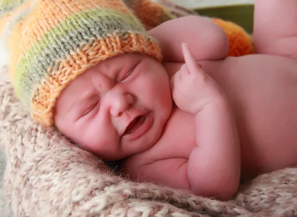 Pasgeboren baby cry — Stockfoto