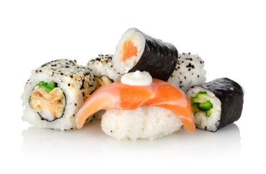 Sushi with a cucumber isolated clipart