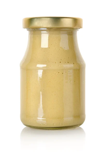Frasco de vidro de mostarda — Fotografia de Stock