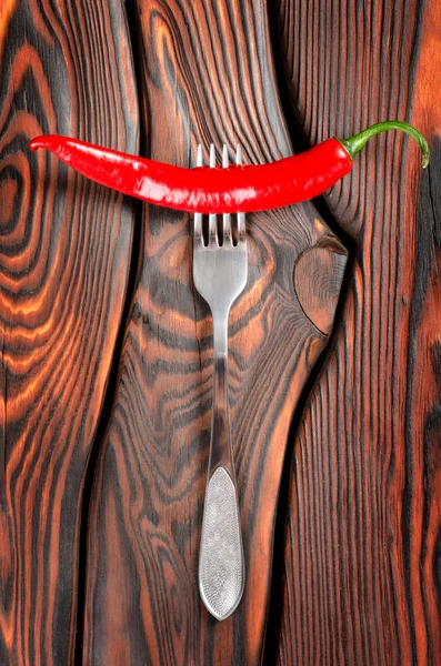 Rode chili peper en vork — Stockfoto