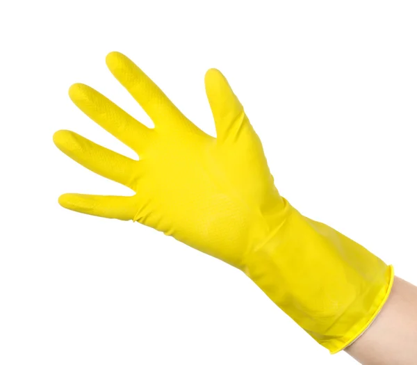 stock image Yellow cleaning glove isolated