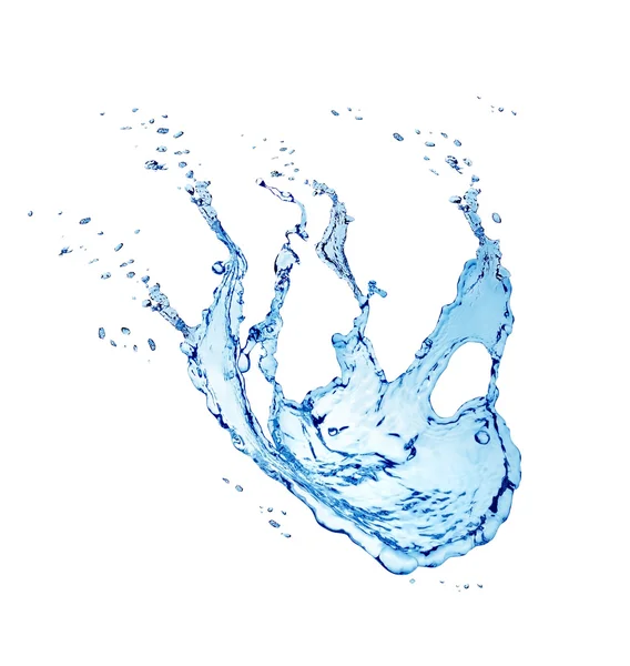 Blauwe water splash geïsoleerd — Stockfoto