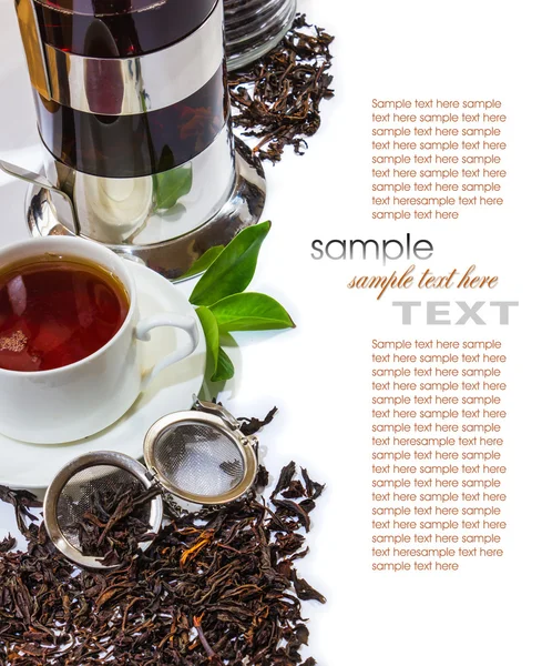 Akcesoria do herbaty na tle mebli antycznych — Zdjęcie stockowe