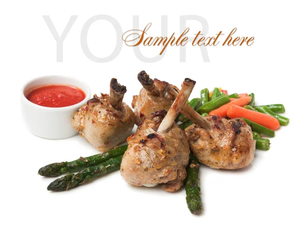 stock image Chicken legs with asparagus and ketchup