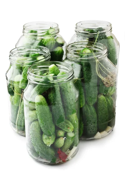 Oogsten en inblikken komkommers — Stockfoto