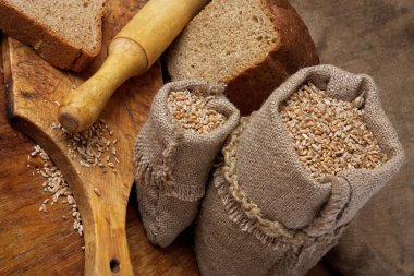 Bag of wheat in the bakery clipart