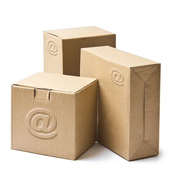 Caixas de papelão para mercadorias e produtos — Fotografia de Stock