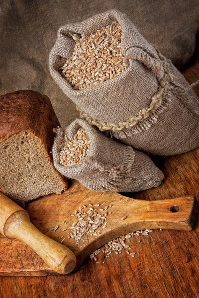 Pytlík pšenice v pekárně — Stock fotografie