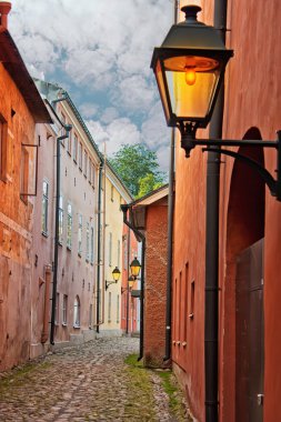Narrow streets of Old Town in Finland clipart