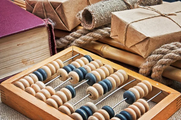 Nog steeds leven in een magazijn met abacus — Stockfoto