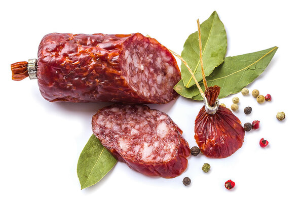 Sliced ​​sausage with spices