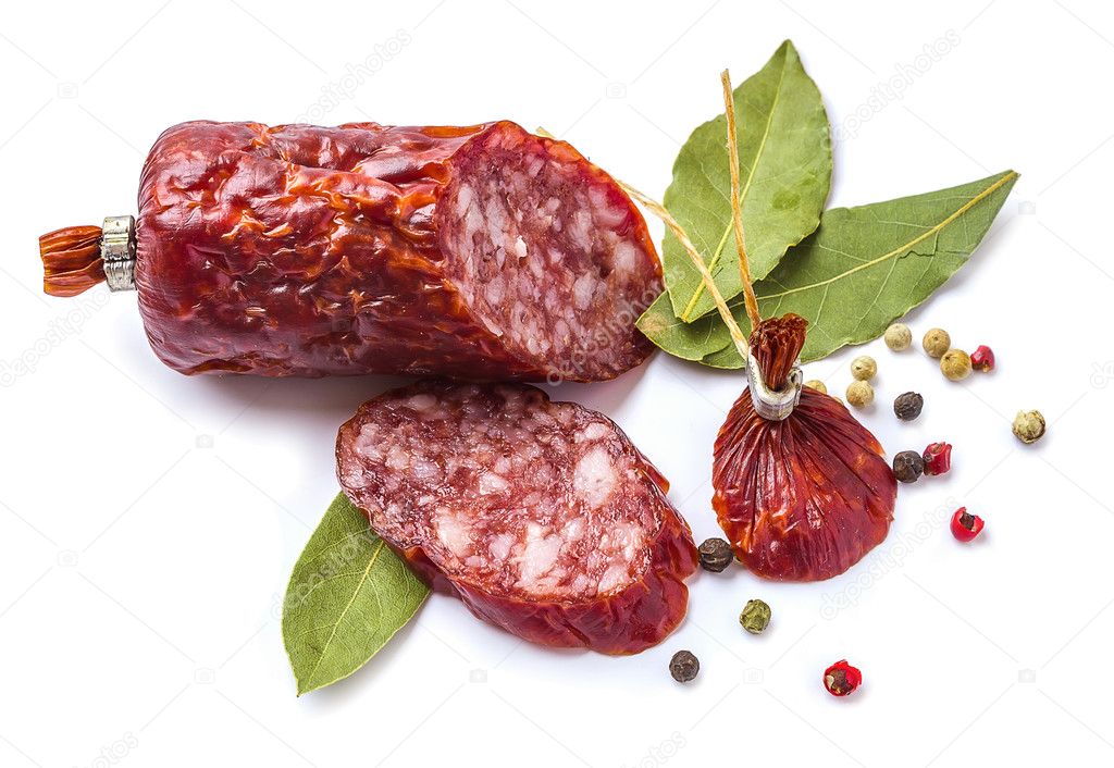 Sliced ​​sausage with spices