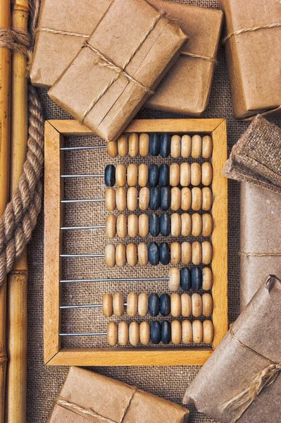 Zátiší v skladu s abacus — Stock fotografie