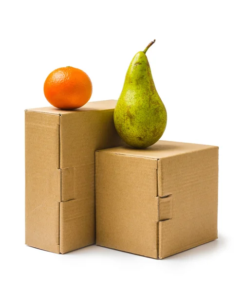 Karton dobozok, az áruk és termékek — Stock Fotó
