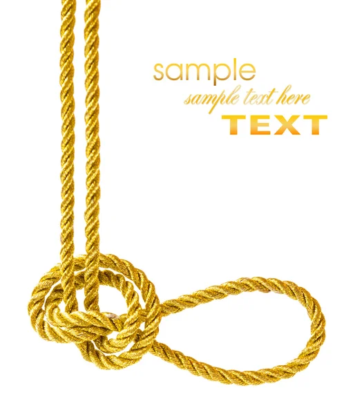 Węzeł związany z złoty sznurek — Zdjęcie stockowe