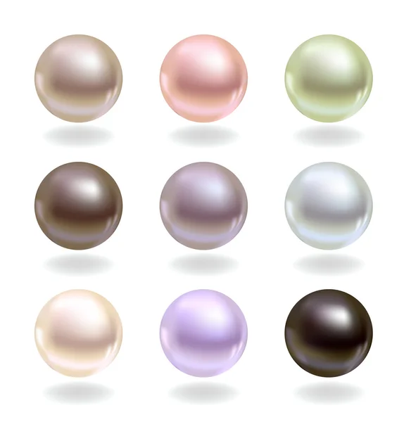 Pearls of different colors — Stock Vector