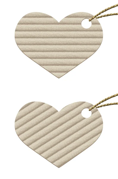 Le coeur. Étiquette en carton avec corde à partir de matériaux naturels . — Image vectorielle
