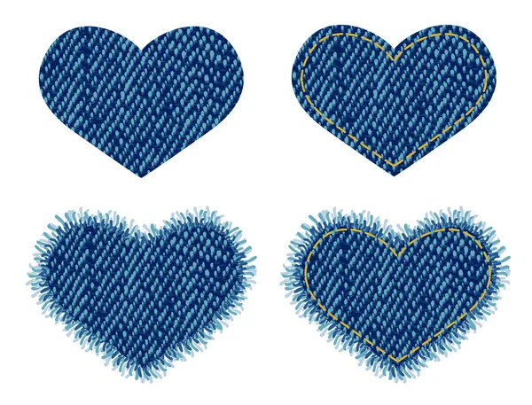 Patch cardiaque en denim . — Image vectorielle