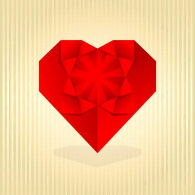 Kırmızı origami kalp.