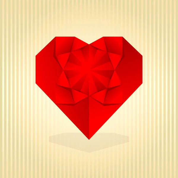 Красное сердце оригами . — стоковый вектор