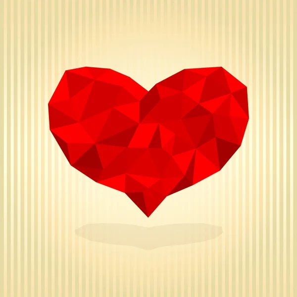 Красное сердце оригами . — стоковый вектор