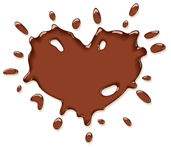 Coeur éclaboussé au chocolat . — Image vectorielle