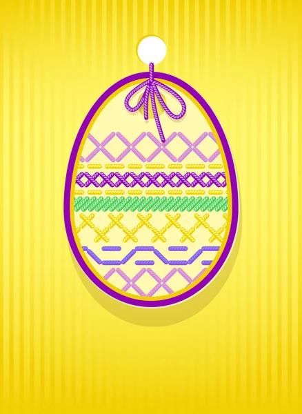 Velikonoční přání s vajíčkem a výšivky. — Stockový vektor