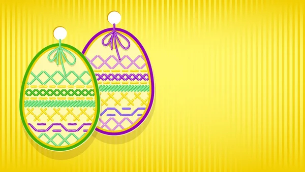 Tarjeta de Pascua con huevo y bordado . — Vector de stock