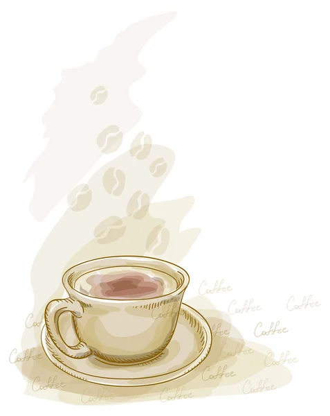 커피 한잔입니다. 수채화 스타일. — 스톡 벡터