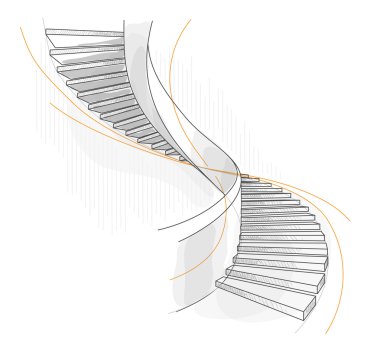 Sketch of a spiral staircase. clipart