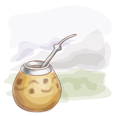 Calabash with mountain landscape. clipart