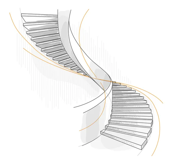 一个螺旋楼梯的剪影. — 图库矢量图片