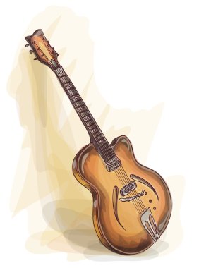 Bass Guitar. Watercolor style. clipart