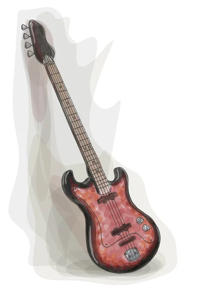 電気ベースギター。水彩風. — ストックベクタ