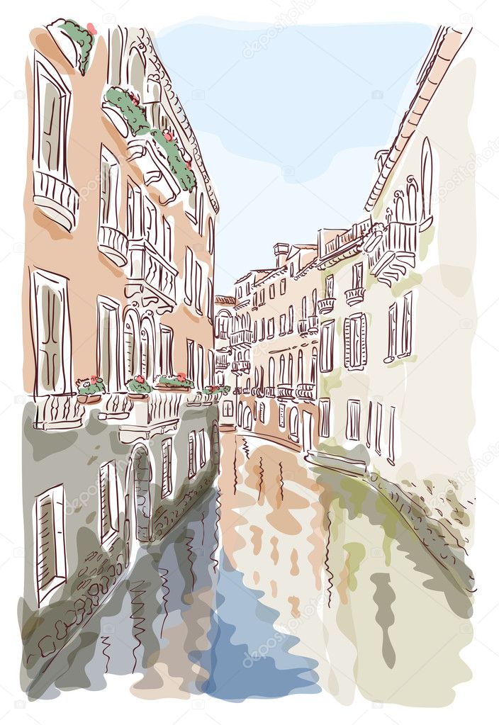Venice. Watercolor style.
