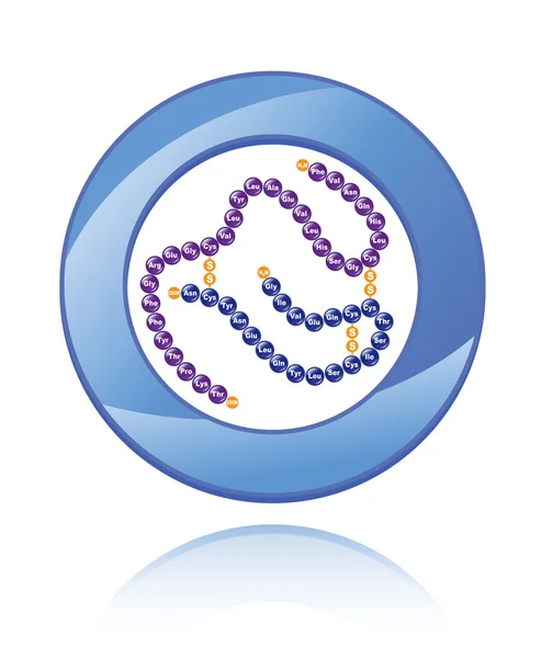 Mänskligt insulin molekyl inuti en blå cirkel — Stock vektor