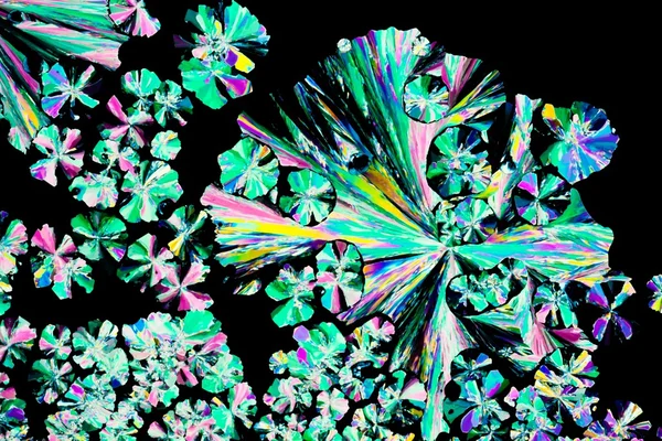 Sitrik asit kristalleri polarize ışık — Stok fotoğraf