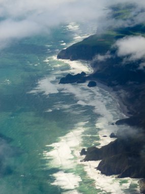 Aerial view of Tasman Sea shore NZ North Island clipart