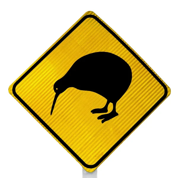 Atención Kiwi Crossing Road Sign — Foto de Stock