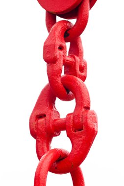 Big painted red chain links isolated on white clipart