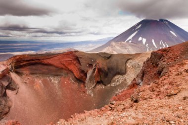 Active volcanoe cone of Mt Ngauruhoe New Zealand clipart