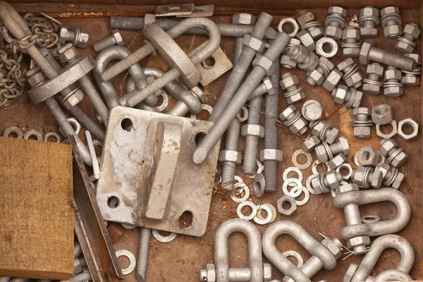 Assorted metal hardware for maintenance work — Stock Photo, Image