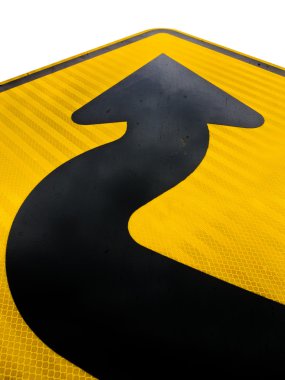 Wavy arrow on road sign pointing up for success clipart