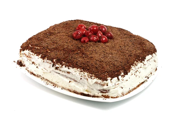 Cram σπιτικό κέικ με σοκολάτα και τα κεράσια — Φωτογραφία Αρχείου