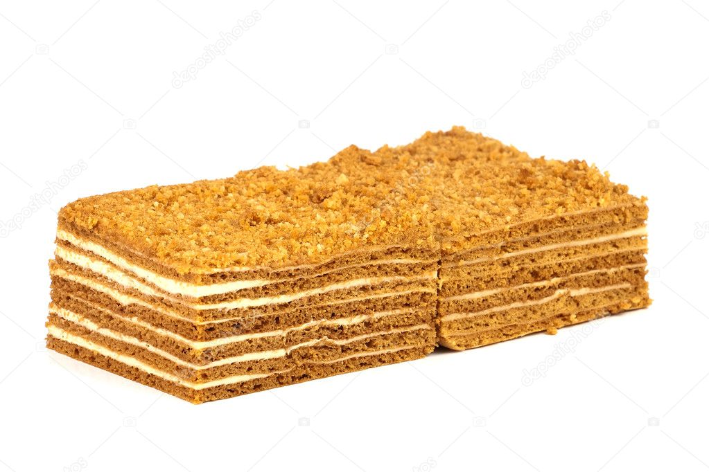 Two portions of honey cake