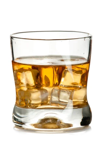 Glass of wjiskey with ice — Stock Photo, Image